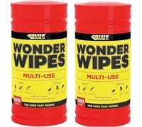 Wonder Wipes - 2 x Tubs of 100 | 200 Multi-Purpose Cleaning Wipes for Hands, Tools & Surfaces | Removes Paint, Sealant, Adhesive, Grease, Grime & More | Ideal for Builders, Decorators & DIY Use