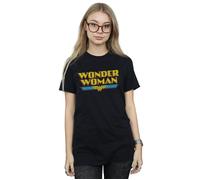 Wonder Woman Crackle Logo Cotton Boyfriend T-Shirt DC Comics Black XXXL