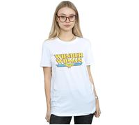 Wonder Woman Crackle Logo Cotton Boyfriend T-Shirt DC Comics White XXXL