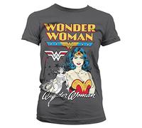 Wonder Woman Officially Licensed Posing Women T-Shirt (Dark Grey), X-Large