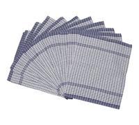 Wonderdry 100% Cotton Checked Tea Towels - White with Blue Check (Pack of 10)