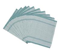 Wonderdry 100% Cotton Checked Tea Towels - White with Green Check (Pack of 10)