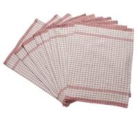 Wonderdry 100% Cotton Checked Tea Towels White with Red Check (Pack of 10)