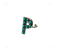 Wonderent Western Boho Alphabet Letter A-Z with Turquoise Initial Monogram Adjustable Ring, Metal, No Gemstone