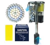 Wonderfactory 80 GPH Filter for 1 to 5 Gallon Fish Tank, Hang-On Back Ultra-Quiet Small Aquarium Filter Included Sponge Ceramic Media Filtration Aquariums Powerful Water Pump Biological Material