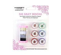 WonderFil Bobbinator Sue Daley Designs Specialty Threads, 10 x pre-Wound Bobbins. Decobob, 2-Ply 80wt Cottonized Soft Polyester Silk-Like Thread Fine Sewing English Paper Piecing EPP Applique Sewing