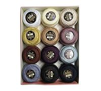Wonderfil Eleganza #8 Perle Cotton Embroidery Thread Sampler Collection, Neutrals"