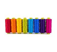 WonderFil Specialty Threads Spagetti, 3-Ply 100% Long Staple Double-Gassed Egyptian Cotton, Brights - Set of 8