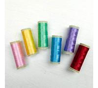 WonderFil Sue Daley Designs Brights Specialty Threads, 6 x 273yd spools 2-Ply 80wt Cottonized Soft Polyester Silk-Like Thread Fine Sewing English Paper Piecing EPP Applique Sewing Stippling Decobob