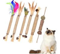 wonderflower Natural Silvervine Cat Chew Sticks, Feathered Cat Toys, 6-Piece Set