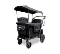 WonderFold L2 Double Stroller Wagon - Black | Collapsible Stroller Wagon with an Adjustable Canopy & Push Handle, All-Terrain Wheels & Built-in Storage for Kids