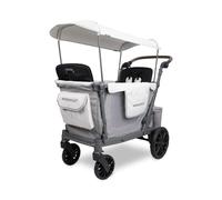 WonderFold L2 Double Stroller Wagon - Grey | Collapsible Stroller Wagon with an Adjustable Canopy & Push Handle, All-Terrain Wheels & Built-in Storage for Kids