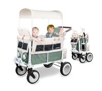 WONDERFOLD Volkswagen Double Stroller Wagon (2 Seater) - Foldable Wagon Stroller with Classic VW Bumper, Headlights, and Retro All-Terrain XL Wheels, Sage Green