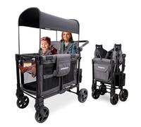 WONDERFOLD W2 Elite Pro Stroller (2-Seater) - Folding Stroller with Seats with 5-Point Harnesses, Adjustable Push Handle and Adjustable Canopy, Charcoal Gray