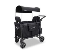 WONDERFOLD W2 Elite Pro Stroller Wagon (2 Seater) - Collapsible Wagon Stroller with Seats with 5-Point Harnesses, Adjustable Push Handle, and Adjustable Sun Canopy, Jet Black