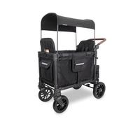 WONDERFOLD W2 Luxe Pro Stroller Wagon (2 Seater) - Collapsible Wagon Stroller with Seats Featuring 5-Point Safety Harnesses and Adjustable Sun Canopy, Jet Black