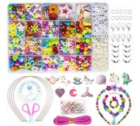 WONDERFORU Beads for Jewellery Making Kit for Kids Girls, 800pcs Alphabet DIY Pop Beads for Making Necklace Bracelet Ring, Art Craft Friendship Bracelet Necklaces Making Kit for Children Kids