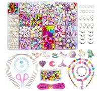 WONDERFORU Children DIY Beads for Jewellery Bracelet Necklaces String Making Kit, Friendship Bracelets Art Craft Kit for Girls Kids, 24 Colors