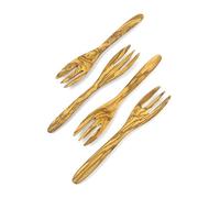 WONDERFUL 100% Natural Olive Wood Fork, 7 Inch Wooden Spoon for Eating, Reusable Handmade Natural Wood Flatware, Perfect for Dessert, Safe & non-toxic for Kids (Fork: 4 pcs)