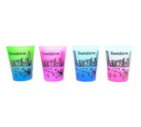 WONDERFUL 4 x Benidorm Shot Glasses, Skyline and Dolphin Design, Set of 2, 50 ml