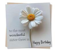 Wonderful Birthday Card For Sister - To The Most Wonderful Sister There Is - Birthday Babe - Daisy Flower Design - Happy Birthday Card For Sister, Woman, Friend, Bestie