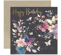 Wonderful Butterfly Happy Birthday Card for Her - Butterfly Artwork Stylish Birthday Greeting Cards for Women - For Sister Aunt Grandma Mum - Stylish Contemporary Design - Gifts for Her