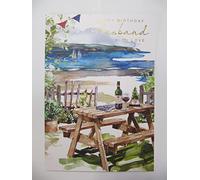 WONDERFUL COLOURFUL RELAXING AT THE BEACH HUSBAND BIRTHDAY GREETING CARD