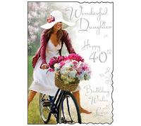 Wonderful Daughter Happy 40th Birthday Card - Cycling Design JJ by Jonny Javelin
