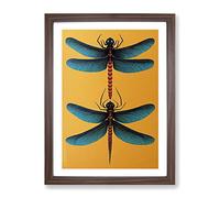 Wonderful Dragonflies Framed Print | A4 Walnut Framed Wall Art | Ready to Hang | Modern Nature Picture | Living Room Bedroom Lounge Office