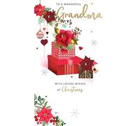 Wonderful Grandma Floral Embellished Christmas Card Hand-Finished Champagne Cards XCDC372