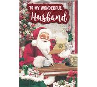 WONDERFUL HUSBAND CHRISTMAS CARD. TRADITIONAL XMAS DESIGN. 9 X 6 INCHES.