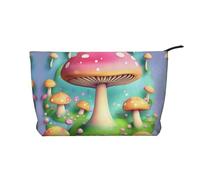 Wonderful little mushrooms Women's corduroy cosmetic bag, portable zipper hand-held wallet, suitable for travel and daily storage of cosmetics,