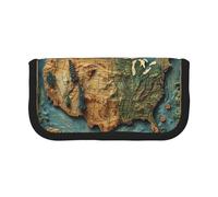Wonderful map of The United States Cute Canvas Pencil Pouch - Organized Storage for Travel & Daily Use Pencil case, Makeup Pouch