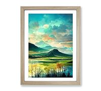 Wonderful Mountain Landscape No.1 Framed Print | A2 Oak Framed Wall Art | Ready to Hang | Modern Landscape Picture | Living Room Bedroom Lounge Office