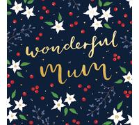 Wonderful Mum Floral Xmas Gold Foiled Christmas Card Xmas Greeting Cards