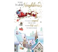 Wonderful Neighbours Embellished Christmas Card Hand-Finished Champagne Cards XCDC419