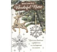 Wonderful niece christmas card. Traditional festive xmas design. 9 x 6 inches. OE.