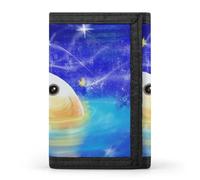 Wonderful Night of The Young Fish Wallet for Men Trifold Wallets Credit Card Holder Minimalist Front Pocket for Women