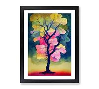 Wonderful Painted Tree No.3 Framed Print | A4 Black Framed Wall Art | Ready to Hang | Modern Floral Picture | Living Room Bedroom Lounge Office
