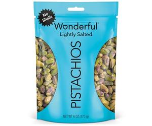 Wonderful Pistachios, No Shells, Roasted and Lightly Salted Nuts, 6 Ounce Resealable Bag