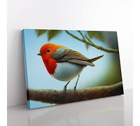 Wonderful Robin Bird Canvas Wall Art Print Ready to Hang, Framed Picture for Living Room Bedroom Home Office Décor, 60x40 cm (24x16 Inch)