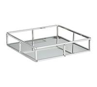 Wonderful Silver Mirror Metal Square Tray to Display Objects or Store in Any Room 20 x 20cm.