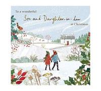Wonderful Son & Daughter-in-law Christmas Card - Couple Walking in Snowy Field with Foil Finish - Eco-Friendly and Recyclable - The Almanac Gallery