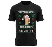 Wonderful Time for A Beer Funny Christmas T Shirt, Christmas Tops, Funny T Shirts for Men, Novelty Gifts, Xmas Gifts, Jumpers Mens, XL, Black