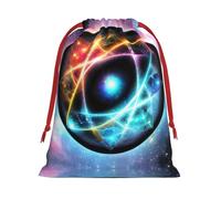 Wonderful Universe Printed Drawstring Flannel Bag, Holiday Wrapping Bag Birthday Bag