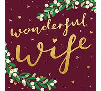 Wonderful Wife Gold Foiled Xmas Mistletoe Christmas Card Xmas Greeting Cards 495878