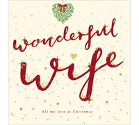 Wonderful Wife Hanging Mistletoe Foiled Christmas Card Xmas Greeting Cards