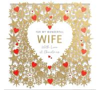 Wonderful Wife Love Hearts 3D Cut Out Luxury Christmas Card Xmas Greeting Cards 751465