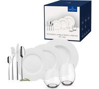 Villeroy & Boch Wonderful World Table Set for 4 People, Premium Porcelain, Crystal Glass & Stainless Steel