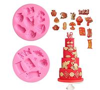 WonDerfulC Congratulations on Fat Choi/Blessing Bag/Double Happiness Character/Candy/Firecracker Chinese Element Silicone Mold New Year Gift Making Silicone Mould (2pcs)